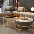 thumbnail image 4 of Juego de mesa de centro de Metal de almacenamiento, mesas de centro modernas de lujo para sala de estar, decoración redonda minimalista para ahorrar espacio, 4 of 4