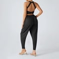 thumbnail image 4 of JULMCOMO Jumpsuits for Women Scoop Neck Cross Back Casual Overalls Sleeveless Elastic Waisted Summer Harem Pants with Pockets Black M, 4 of 7