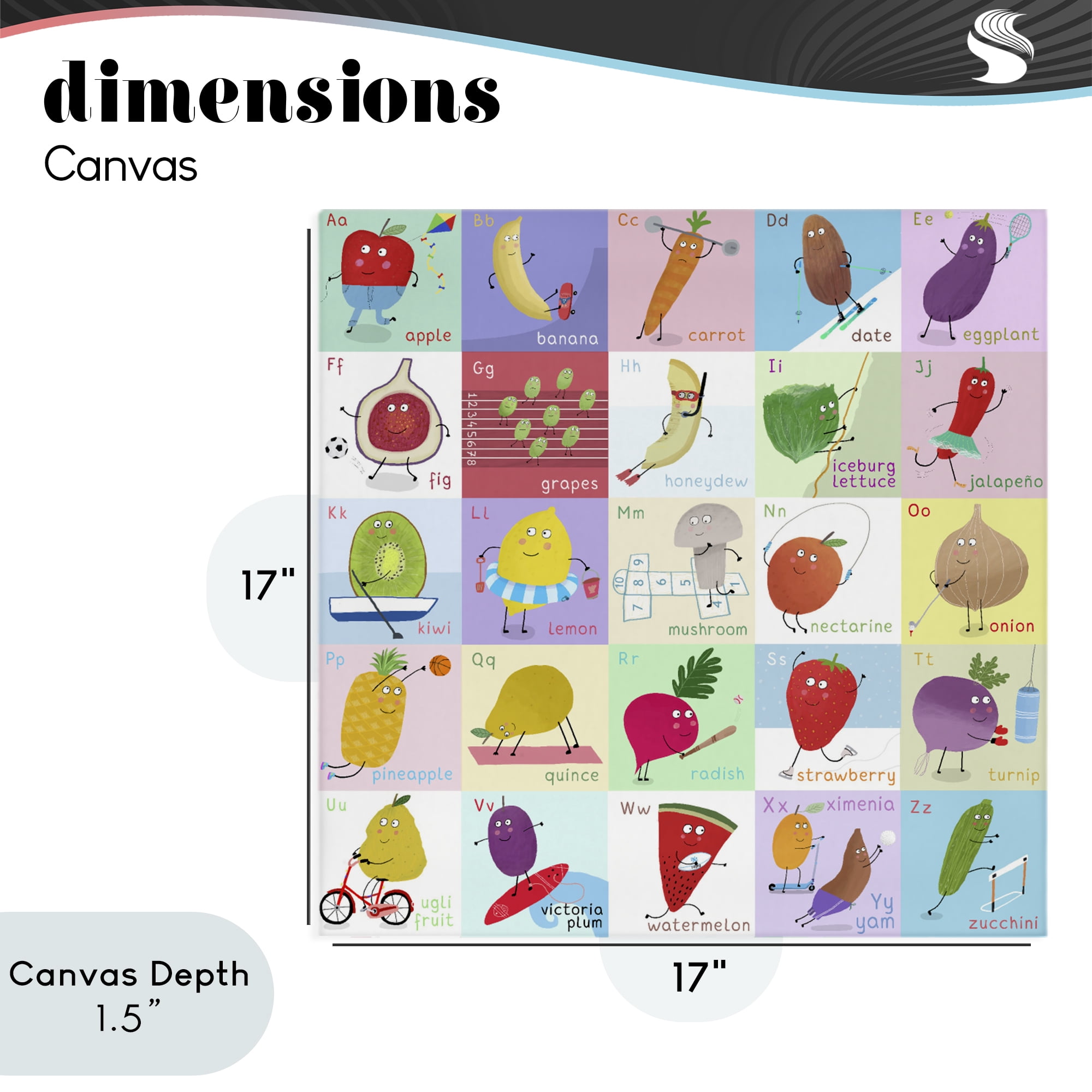 Stupell Industries Sporty Fruit Educational Canvas Wall Art, design by Carla Daly