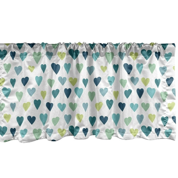 Ambesonne Heart Window Valance, Love Romance Art, 42" x 18", Almond Green Turquoise