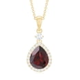 thumbnail image 2 of Rosec Jewels Natural Garnet Teardrop Pendant Necklace - 4 Carat - 12X8mm - Garnet Diamond Necklace - Ready to Gift for Women, 18K Yellow Gold, 2 of 9