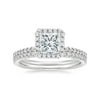 Arista 3 Carat T.W. Square Swarovski Diamond Plated Halo Bridal Set in Sterling Silver