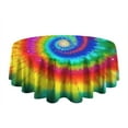 thumbnail image 5 of Colorful Rainbow Tie Dye Spiral Pattern Round Tablecloth 60"x60",Wrinkle Wipeable Table Cloth for Kitchen Dining Room Picnic Patio Party, 5 of 6