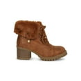 thumbnail image 2 of Women Faux Fur Cuff Stacked Lug Sole Chunky Heel Combat Boot 19543, 2 of 6