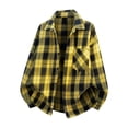 thumbnail image 2 of Flannel Hoodie Dqueduo Men's Casual Long Sleeve Checkered Shirt Loose Brushed Shirt Jacket, Sizes M-5XL Yellow XXXL, 2 of 9