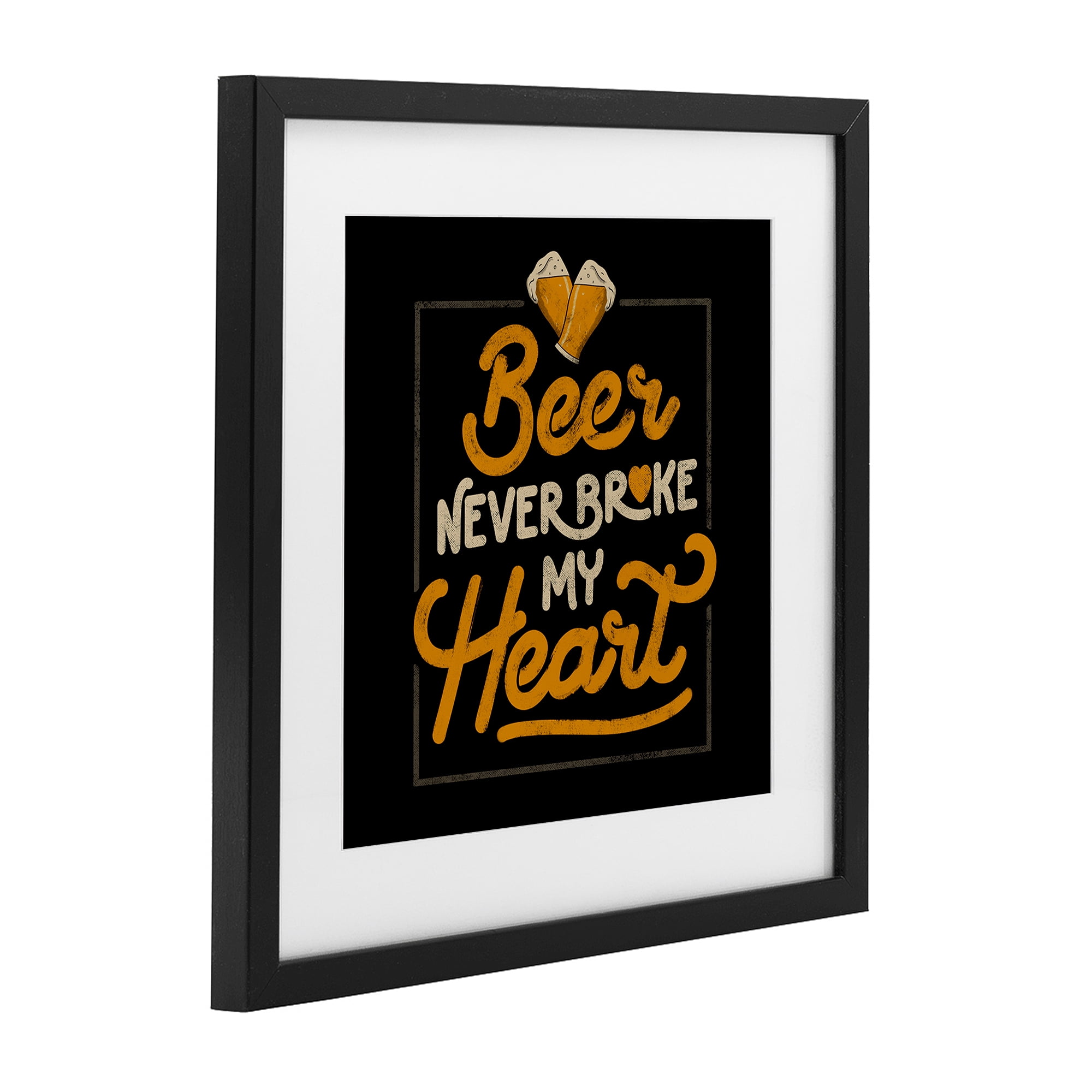 Stupell Industries Beer Never Broke My Heart Black Framed Print Under Glass, design by EduEly Designs
