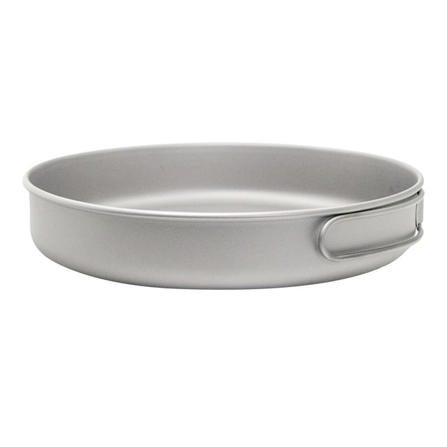 Poêle en Titane, Batterie de Cuisine de Camping Plat Bol Ustensiles Vaisselle Poêle à Frire en Titane Sac à Dos de Friture Camping Randonnée Cuisine Randonnée avec Poignée
