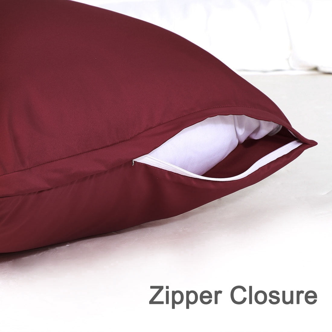 Unique Bargains Silky Satin Zippered Body Pillow Cover, 21" x 54", Burgundy
