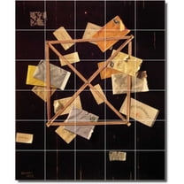 Ceramic Tile Mural-William Harnett Still Life Floor Tile Mural 27. 21.25" w x 25.5" h using (30) 4.25 x 4.25 ceramic tiles