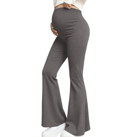Babcutegg Pregnant Womens Yoga Pants Casual Fashion Comfortale Soild Color Tummy Support Elastic Waist Maternity Leggings for Women Dark Gray Size M