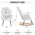 thumbnail image 2 of Rocking Chair with Footrest – Modern High Back Accent Armchair with Tufted Back, Teddy Fabric Upholstered Nursery, Ivory Glider Chair for Living Room and Bedroom, 2 of 8