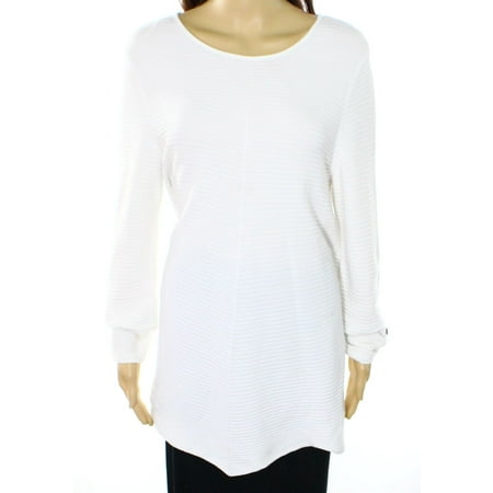 Bright Sweater - Alfani NEW Bright White Womens Size XL Scoop-Neck Tunic Ribbed Sweater