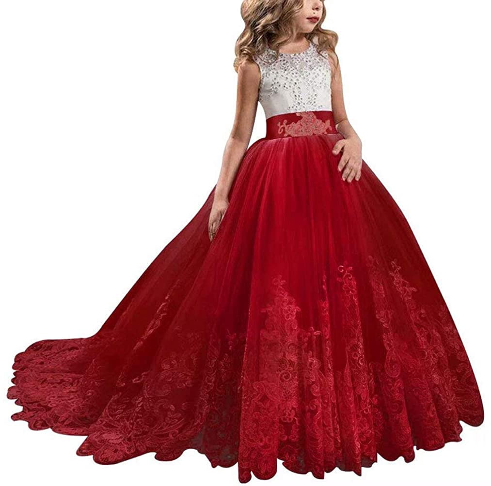 Princess Lace Long Trailing Gown Girls 