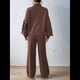 thumbnail image 4 of Conjunto de 2 Piezas para Mujer: Jersey de Punto de Larga y Pantalón , Chándal A Juego Café L, 4 of 10