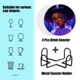 for African for Woman Drink Coasters with Holder,NonSlip Coasters Set of 4,Ceramic Coasters for