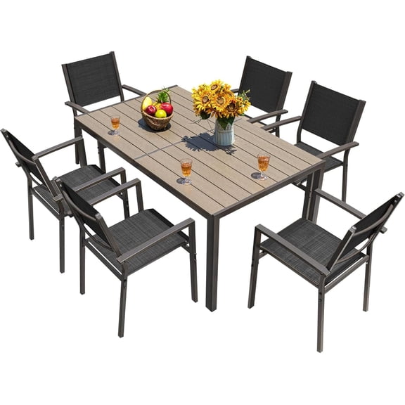 3 Pieces Patio Furniture Set Outdoor Patio Conversation Textilene Bistro Set Modern Porch Lawn Chairs with Coffee Table for Home and Balcony
