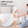 thumbnail image 2 of Hooded Baby Towels for Newborn 2 Pack 100% Muslin Cotton Baby Bath Towel with Hood for Babies, Infant, Toddler and Kids, Large 32x32Inch, Soft and Absorbent Newborn Essential, 2 of 6