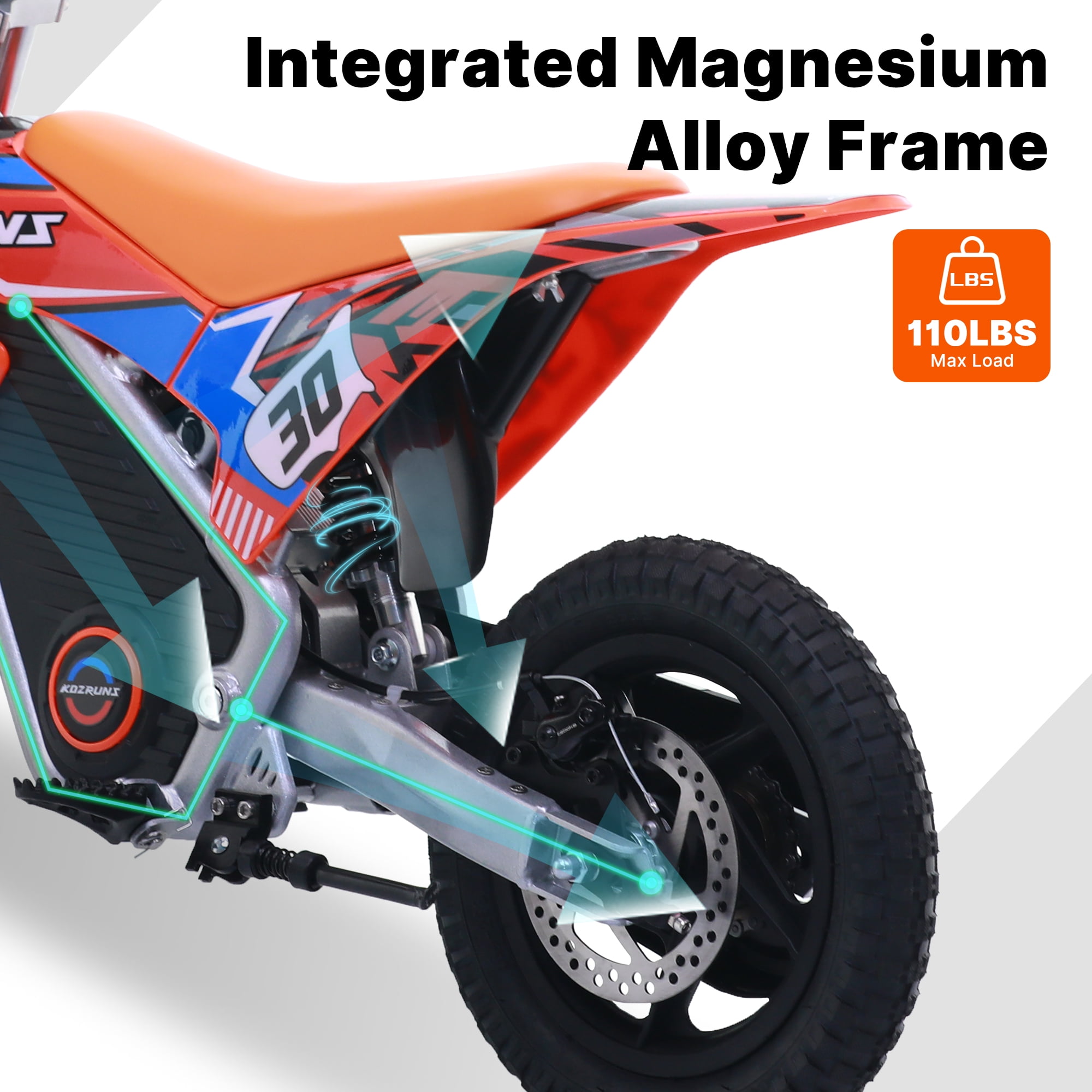 Racing Electric Dirt Bike for Kids, 36V Peak 400W Powerful Motorcycle with Dual Shock Absorption, 12 inch Tires Safe Disc Brake for Ages 3-6 Orange