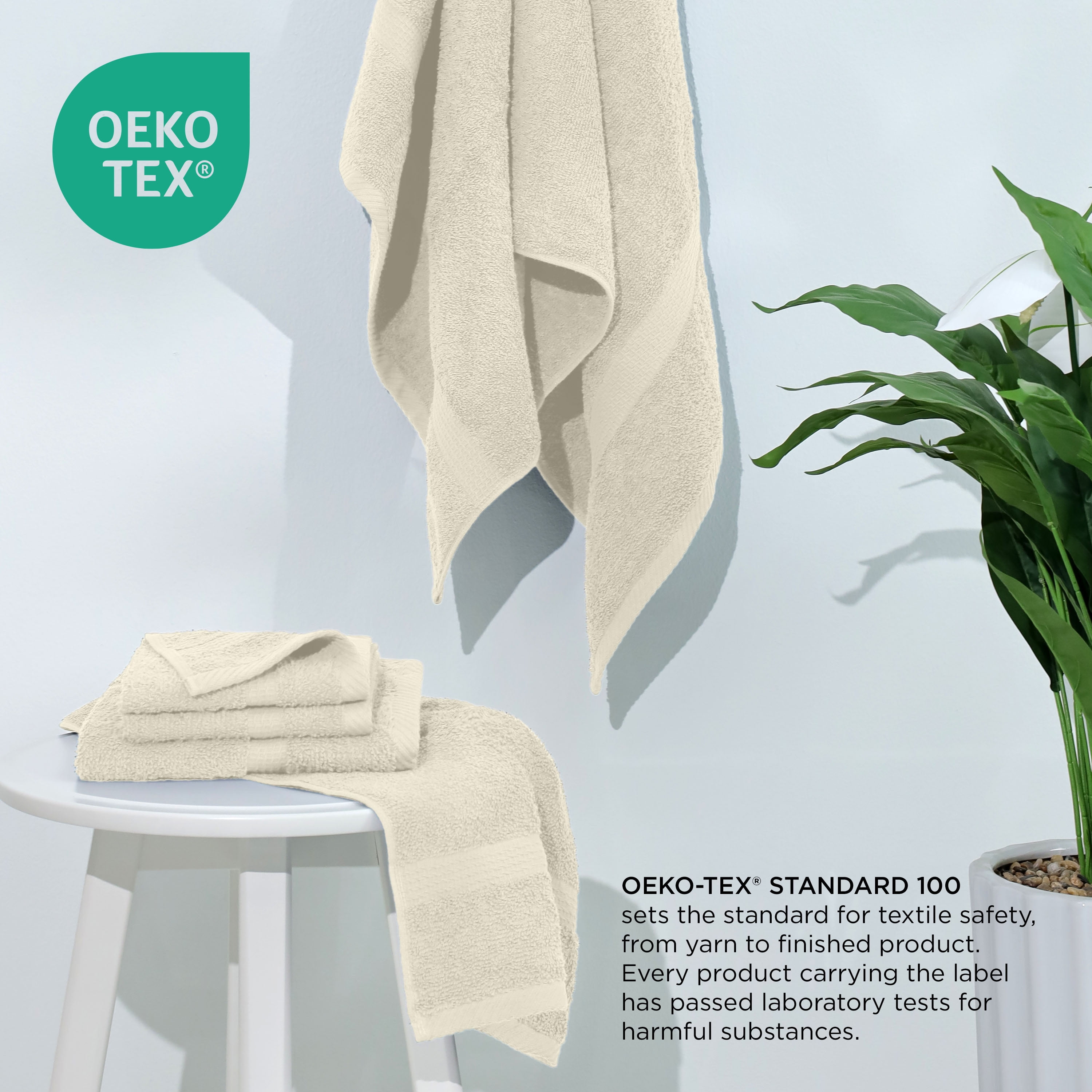 Utica 6-Piece Towel Set | 100% Cotton Soft & Absorbent Everyday Towels | Ivory