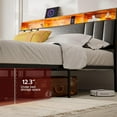 thumbnail image 4 of ARICOEASY Queen Size Bed Frames with Storage Headboard, LED Lights, USB/Type-C Charging Station, Dustproof Drawers, Ergonomic Design, No Box Spring Needed, Black, 4 of 7