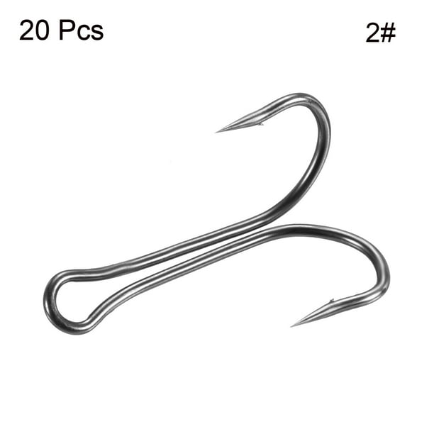 Uxcell 2# 1.06 Carbon Steel Double Fish Hooks Sharp Barbed Frog