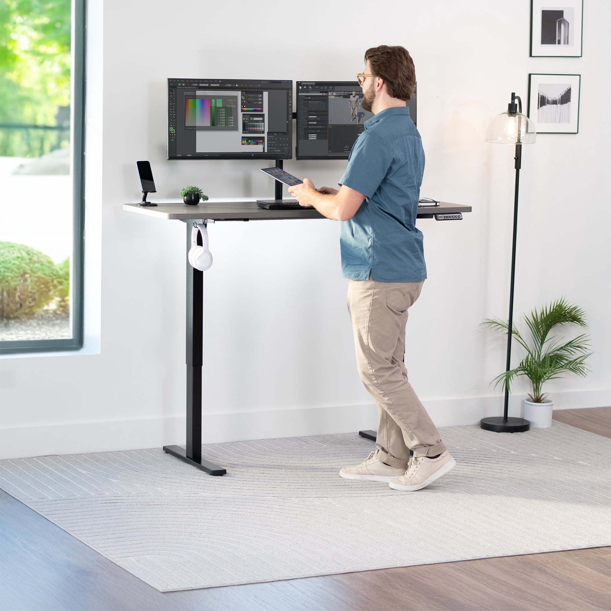 VIVO Dark Gray 60 x 24 inch Universal Table Top for Sit to Stand Desk Frames