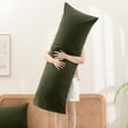 thumbnail image 3 of BESTOUCH Body Pillowcase 100% Washed Cotton Linen Feel Soft Breathable with Envelope Closure 1Pcs Solid Olive Green 20x54 Inches, 3 of 6