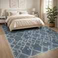 thumbnail image 3 of ODIKA 8'x10' Washable Area Rug Non-Slip Chair-Friendly Mat Boho Details Symmetrical Lattice Vintage Edging Dorm Dining Table for Room, Large Office, Lounge, 3 of 7