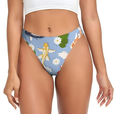 Rateoe Colorful Koi Fish Pattern Seamless Women Underwear Thongs No Show Ladies Thong No Line Breathable Comfortable Panties Undies for Women-X-Large