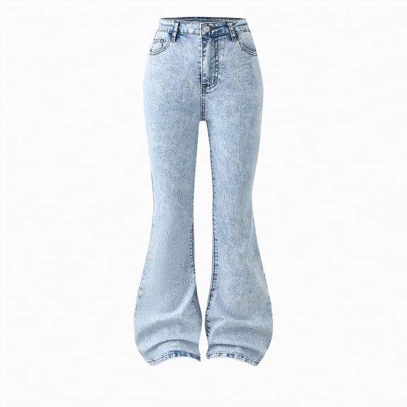 TOWED22 Girls High Waisted Wide Leg Jeans Baggy Denim Pants with Pockets Y2K Retro Streetwear Light Blue,5-6 Y