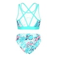 thumbnail image 4 of iEFiEL Girls Printed Swimsuit Long Sleeve Swim Tops with Strappy Back Crop Top Briefs Bathing Swimming Set Zipper Leaf 14, 4 of 7