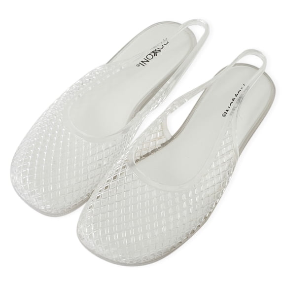 Roxoni Women’s Jelly Slingback Flats Breathable Mesh Sandals Lightweight Slip On Summer Beach Casual Shoes