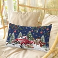 thumbnail image 4 of Blue Christmas Pillow Covers, Linen Long Throw Pillow Case, Xmas Snowman Truck Snowflake Tree Balls Holiday Pillow Protector Decorative Cushion Cover for Living Room/Bedroom 20" x 26", 4 of 8