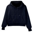 thumbnail image 2 of Duoif Womens Zip up Hoodies Short Zippered Solid Color Sweatshirt Jackets for Women Navy M, 2 of 9
