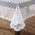 thumbnail image 3 of THD Sedona Lace Fabric Tablecloth for Rectangle & Round Tables, Wrinkle Resistant, Patterned Scalloped 70in Round - White, 3 of 5