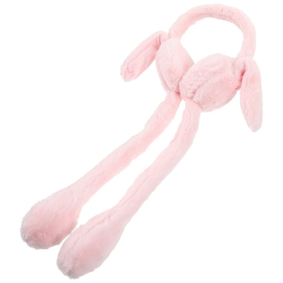 Soimiss Cute Rabbit Ears Muffs Plush Pink 1Pack Winter Accessory