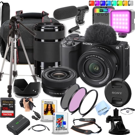 Sony ZV-E10 II Mirrorless Camera with 16-50mm Lens & 55-210mm Lenses   128GB Extreme SD Card More-(International Model)