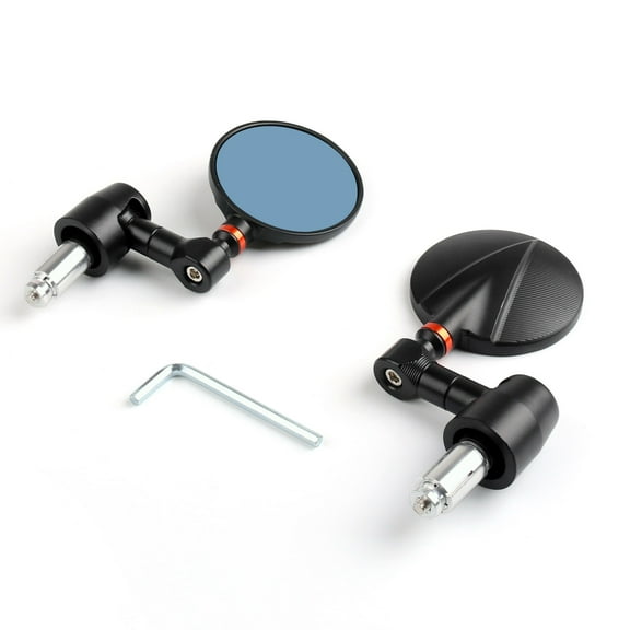 Motorcycle Bike Round Rear Side View 7/8" Bar End Mirrors Universal Black
