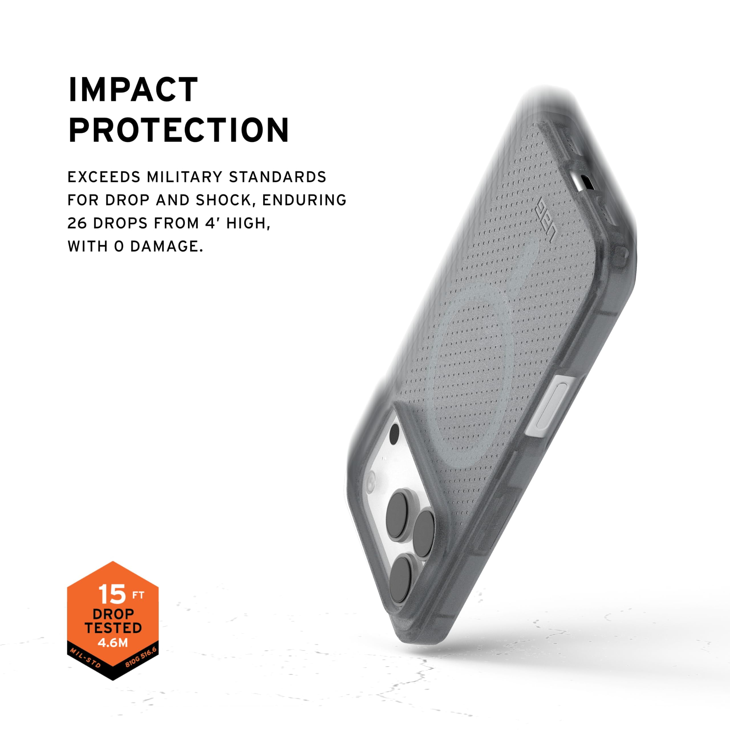 UAG iPhone 17 Pro Case Dot - Compatible with MagSafe Translucent Military Grade Protective Cover, Ash