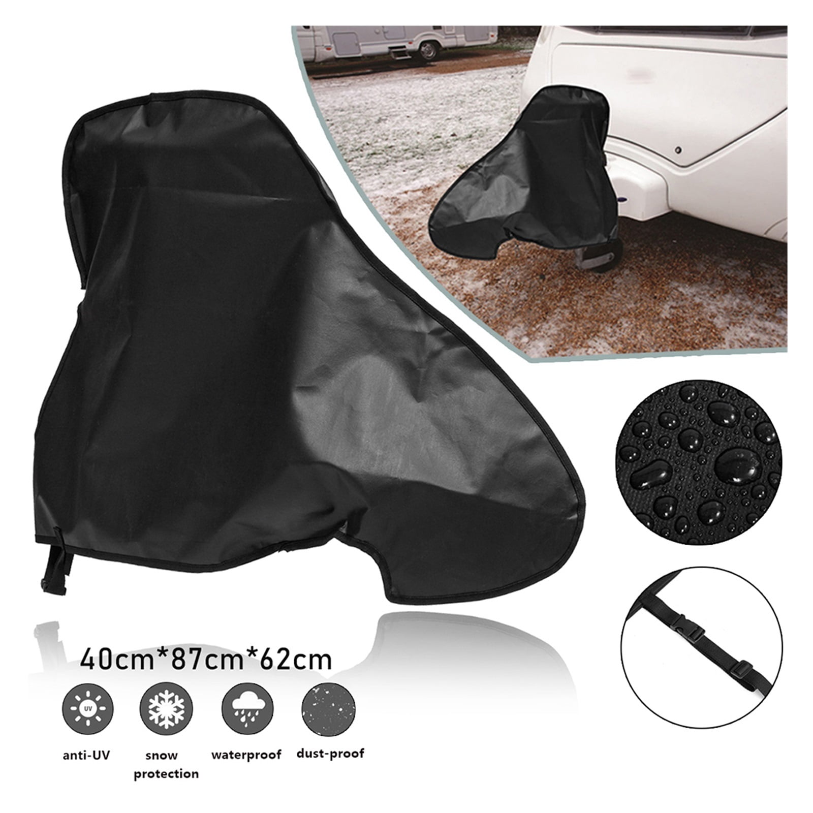 RV Caravan Trailer Towing Cover Waterproof Rain Snow Dust Protection Cover with Buckle strap UV-Blockage RV Towing Hitch Cover ,Rv Camper Accessories