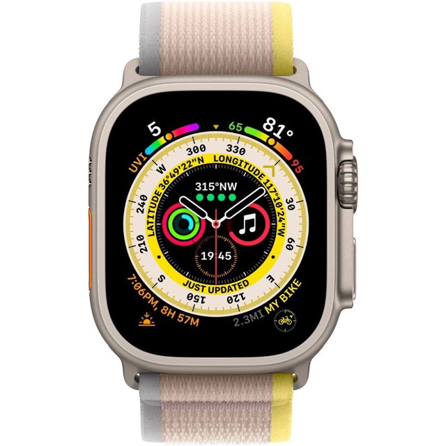 Apple Watch Ultra (GPS + Cellular) Caja de titanio de 49 mm con bucle de trail amarillo/beige - S/M - Titanio