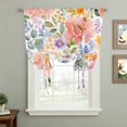 thumbnail image 2 of Watercolor Floral Tie Up Curtains 45 Inches Long, Kitchen Window Curtains Over Sink, Blooms Flowers Bright Wildflowers Small Window Curtains Shade Balloon Curtains Valances for Bedroom/Cafe 34"x45", 2 of 8