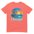 thumbnail image 3 of ItzUs Collections Chicago Retro Carnival Unisex Tee Shirt - Men's Sizes S-3XL, Color: Coral (Size L), 3 of 4