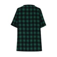 thumbnail image 4 of Women's Summer Casual Checked V Neck Blouses Plaid Short Sleeve Button Down Retro Roll Sleeve Linen Shirts Tops, 4 of 6