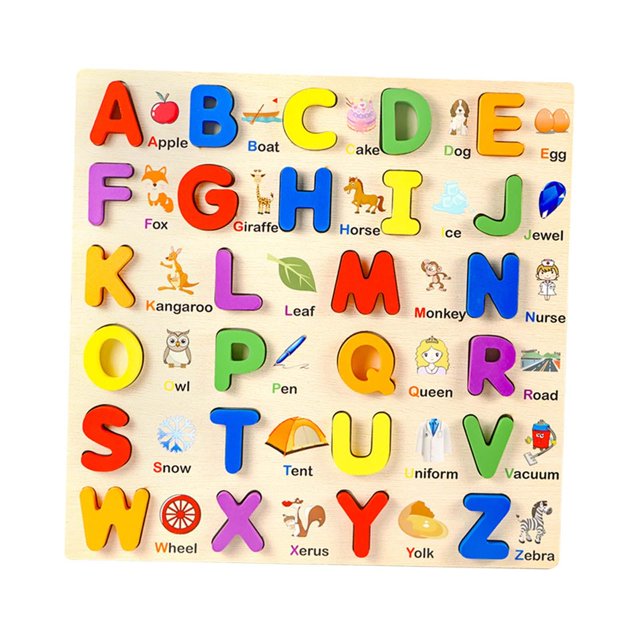 Milaget Wooden Puzzle Interactive Matching Game for Kindergarten 3 4 5 Year Old Gift Uppercase Letters