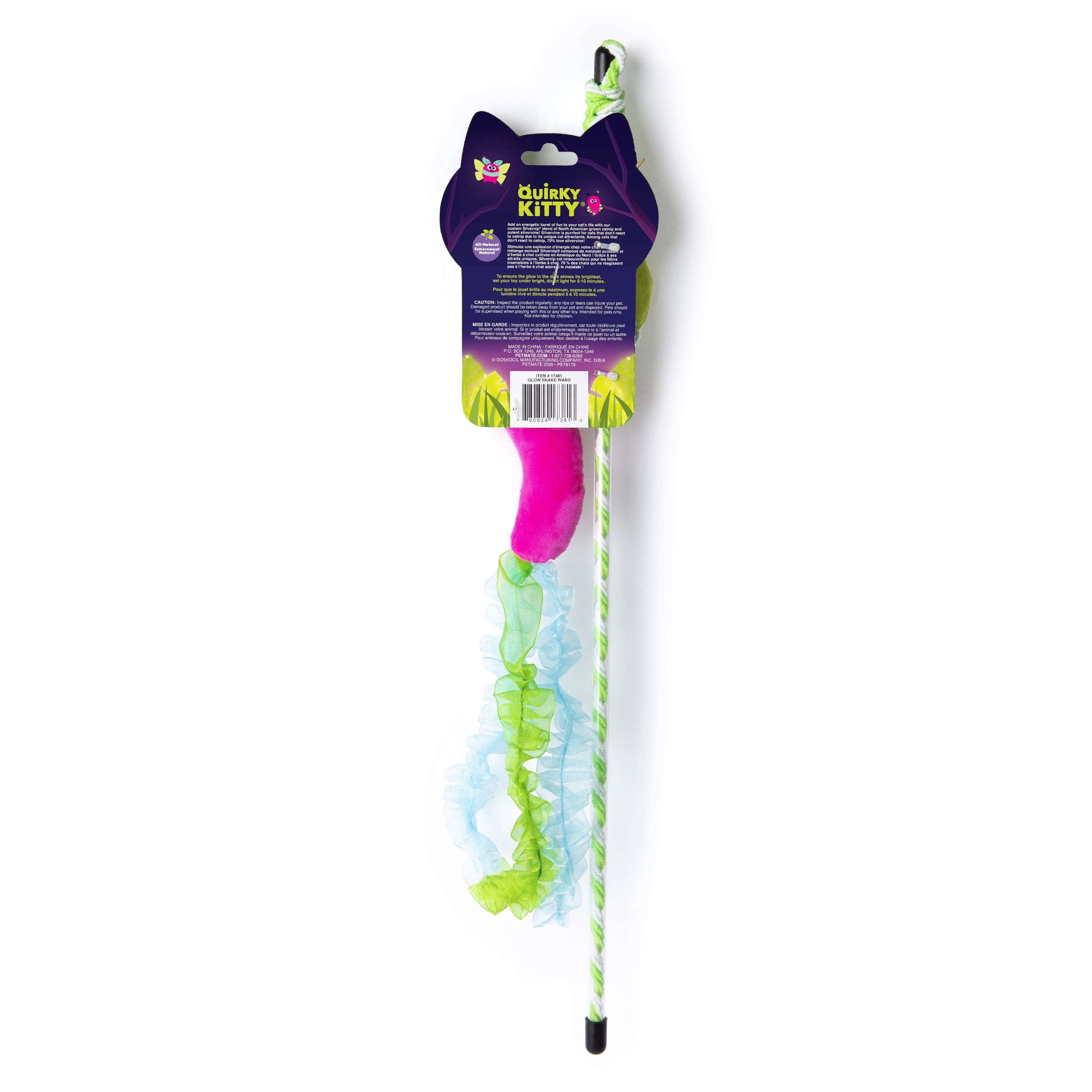 Quirky Kitty Glowing Forest Glow Snake Wand Night Play Catnip Cat Toy, Pack of 1, Glow Snake Wand