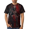 thumbnail image 4 of LAOLIUSN Men's 3D Printed Graphic T-Shirt, Gothic Skeleton King Skull Throne Short Sleeve Tee, Red/Black, S, 4 of 7