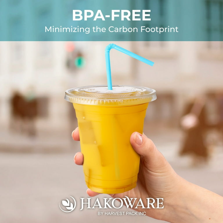 Hakoware disposable 12 oz Premium Ultra Clear plastic Cold Cups with Flat Lids 200 Sets