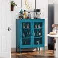 thumbnail image 2 of Blue Metal Cabinet,Metal Locker Storage Cabinet with Mesh Doors and Shelves,3-Tier Office Cabinet,Metal Storage Cabinet,Liquor Cabinet,Sideboard for Home Office,Kitchen,Coffee Bar, 2 of 12