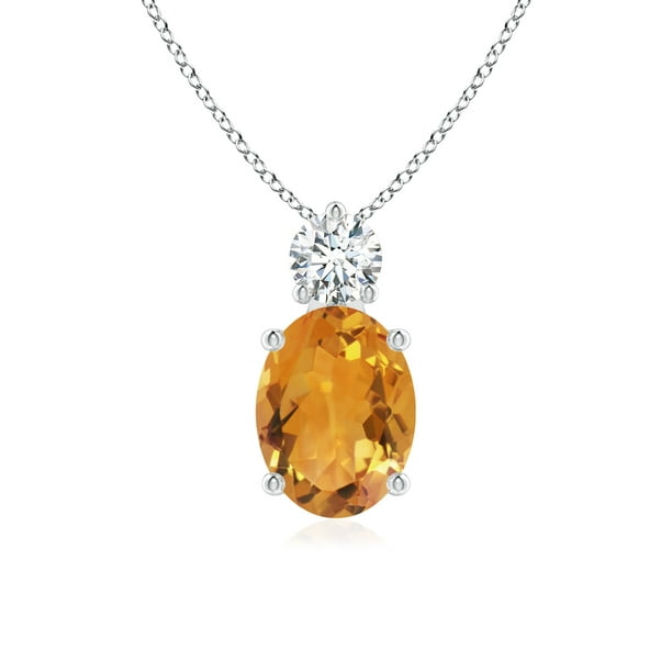 Angara Natural Citrine Solitaire Pendant Necklace for Women, Girls